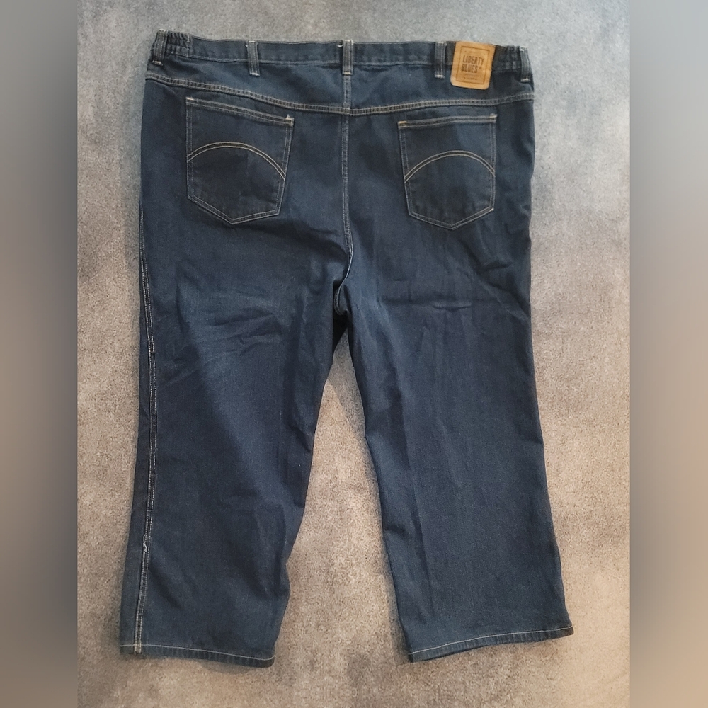 Liberty Blues Dark Denim Jeans Men Size 58x38 Big Relax Fit Elastic-Side Cotton